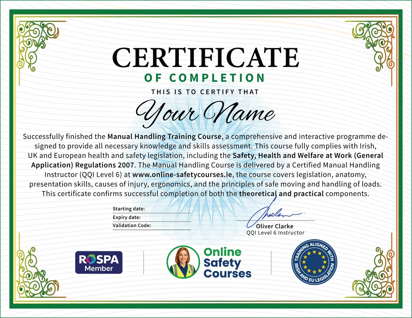 Official Health and Safety Certificate: CPD certified health and safety courses from Online Safety Courses Dublin Ireland, Instant Download