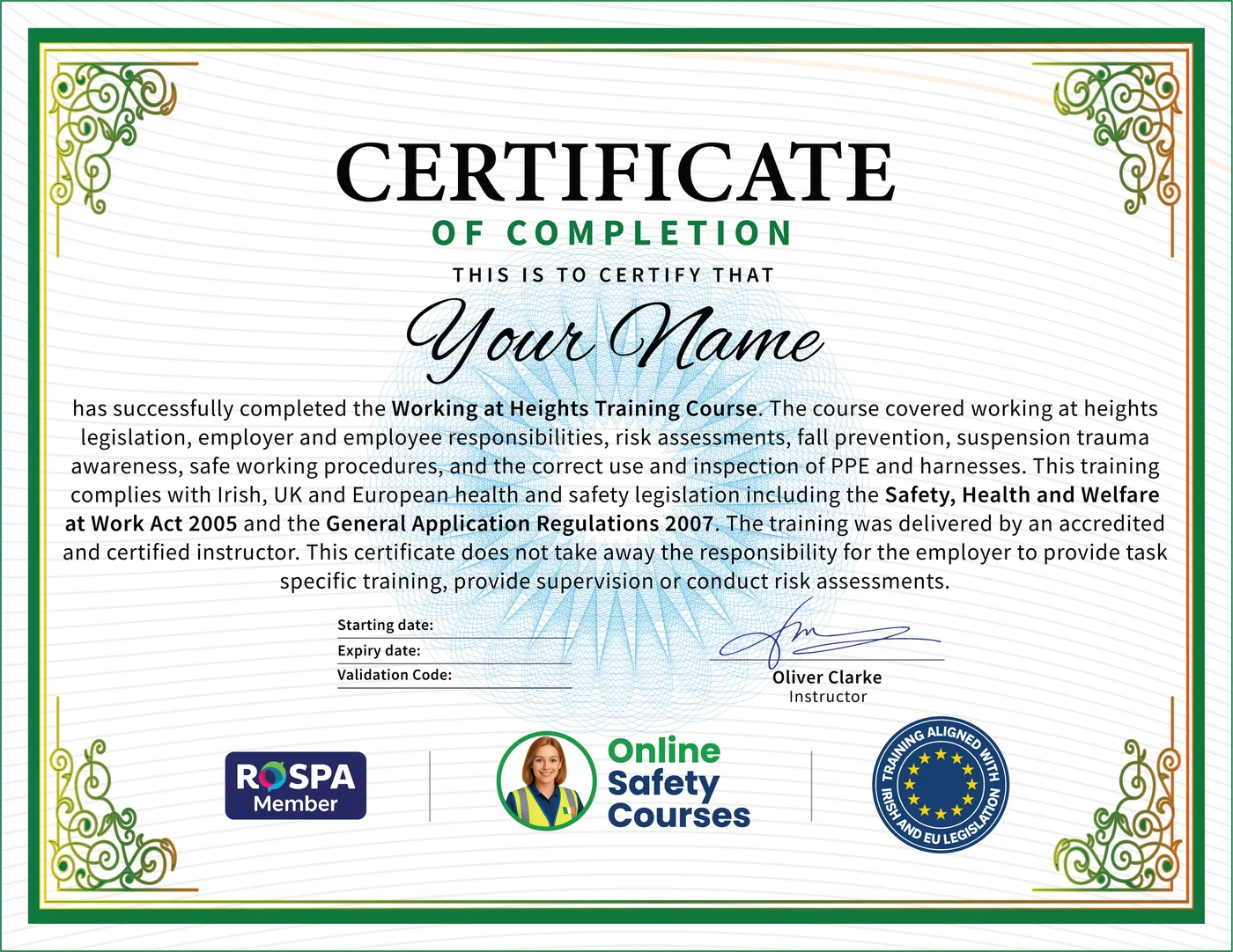 Working at Heights certificate from Online Safety Courses: accredited Working at Heights Course online with instant download