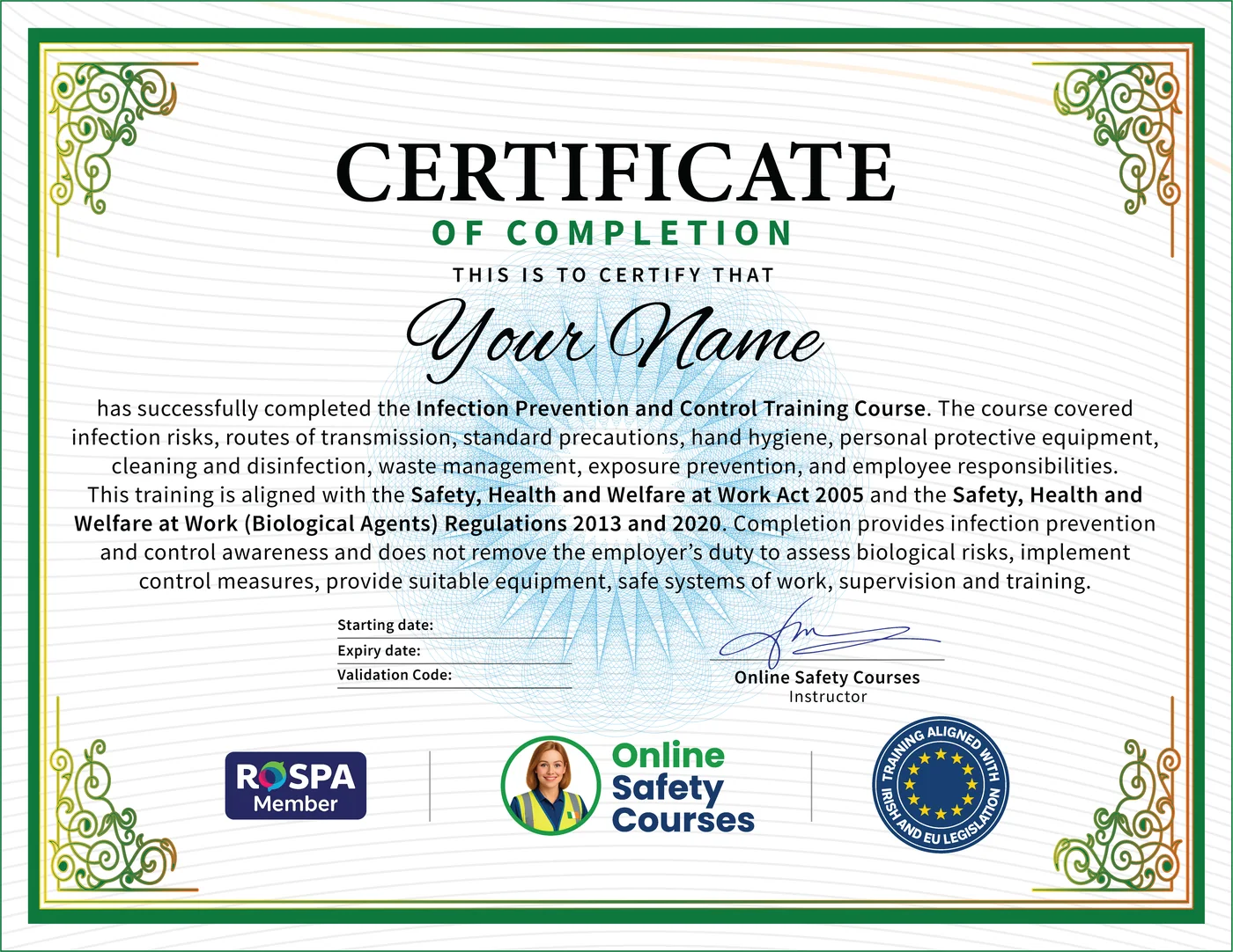 Infection Prevention and Control certificate from Online Safety Courses: accredited Infection Prevention and Control Training Course online with instant download